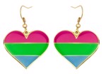 Øreringe - hængeøreringe hjerter, pink/grøn/blå